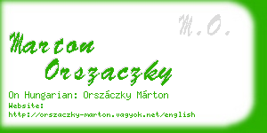 marton orszaczky business card