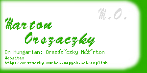 marton orszaczky business card